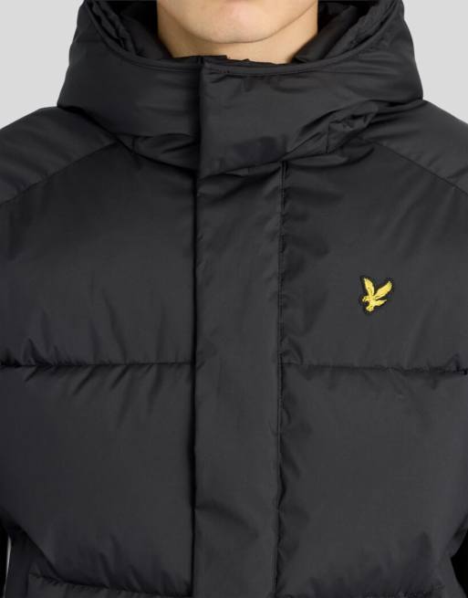 Lyle & Scott Mid jackets hooded puffer jacket in z865 jet black, 3 of 6
