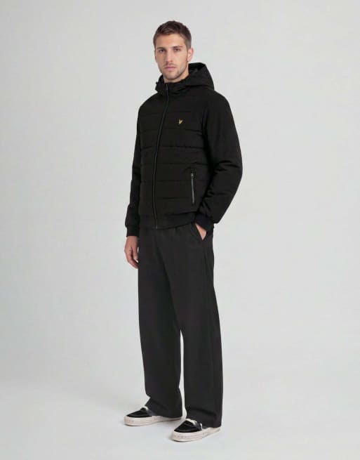 Lyle & Scott Mid jackets hybrid puffer windbreaker in z865 jet black, 3 of 6