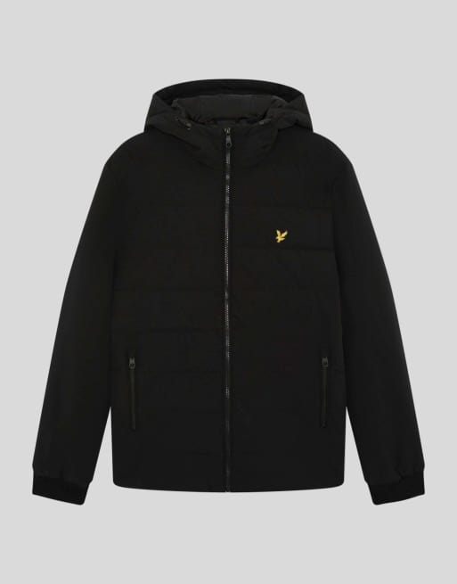 Lyle & Scott Mid jackets hybrid puffer windbreaker in z865 jet black, 5 of 6