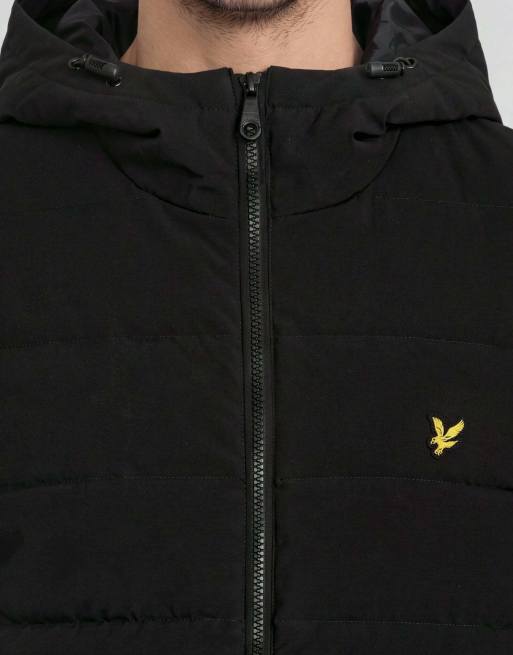 Lyle & Scott Mid jackets hybrid puffer windbreaker in z865 jet black, 6 of 6