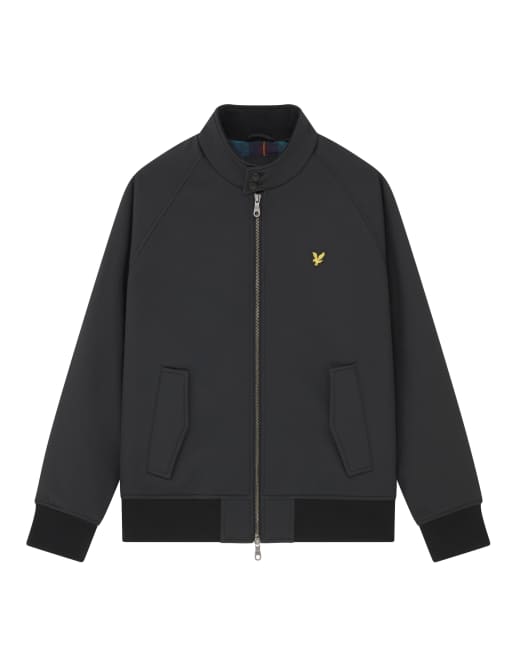 Lyle & Scott Mid jackets softshell harrington jacket in z865 jet black, 5 of 7