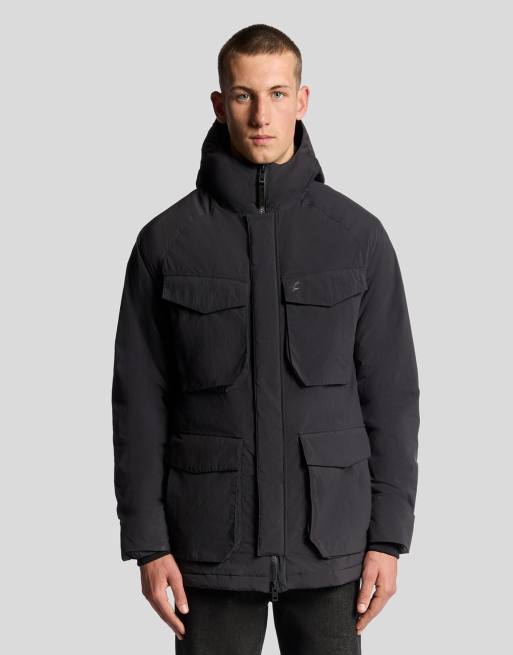 Lyle & Scott Mid jackets tactical wadded parka in  black ice 