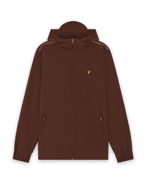 Lyle & Scott Mid jackets taped zip through hooded jacket in y302 dark cherry red - view 1