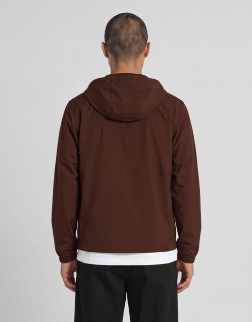 Lyle & Scott Mid jackets taped zip through hooded jacket in y302 dark cherry red, 4 of 6