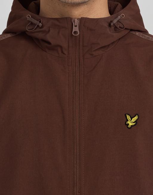 Lyle & Scott Mid jackets taped zip through hooded jacket in y302 dark cherry red, 5 of 6