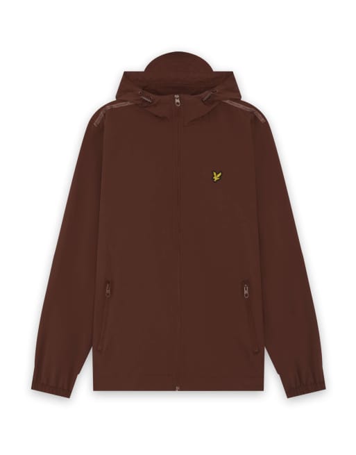 Lyle & Scott Mid jackets taped zip through hooded jacket in y302 dark cherry red, 6 of 6