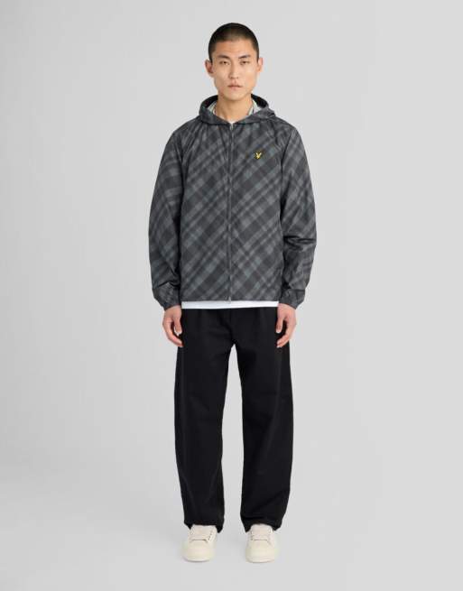 Lyle & Scott Mid jackets tartan hooded zip through jacket in z865 jet black, 2 of 6