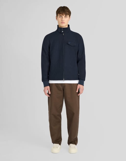 Lyle & Scott Mid jackets wool harrington jacket in z271 dark navy, 2 of 6