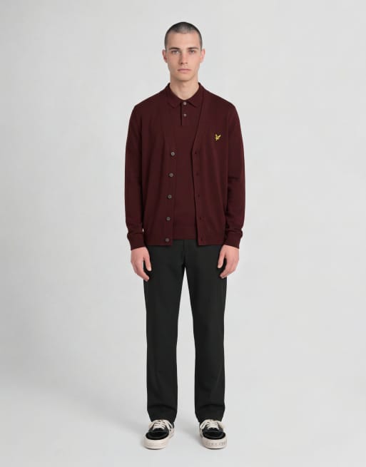 Lyle & Scott - Mid Knite - Gebreid poloshirt in bordeauxrood, 3 van 6