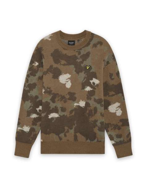 Lyle & Scott Mid knits animal print jacquard jumper in y372 mulled chestnut - view 1