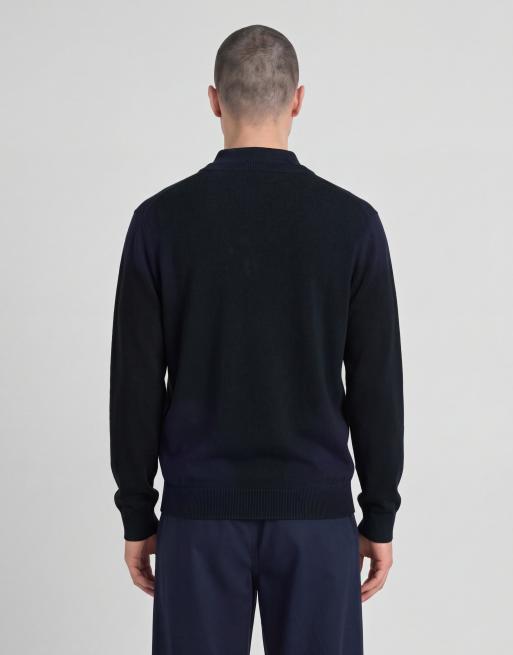 Lyle & Scott Mid knits argyle gebreide trui met V-hals in donker marineblauw, 4 van 6