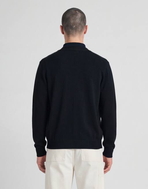 Lyle & Scott Mid knits argyle knitted classic cardigan in z271 dark navy, 4 of 6