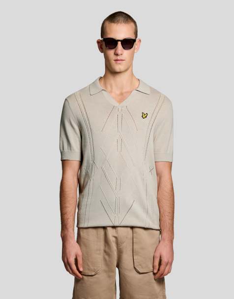 Lyle & Scott Mid knits argyle knitted polo in w870 cove - view 1