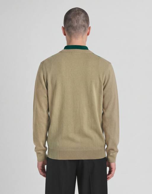 Lyle & Scott Mid knits Argyle-Strickpullover mit V-Ausschnitt in y613 camel taupe, 4 von 6