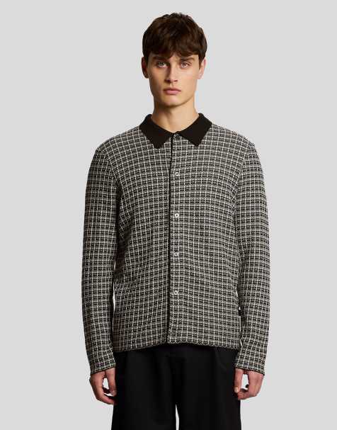 Lyle & Scott Mid knits basketweave jacquard cardigan in w835 lacquer - view 1