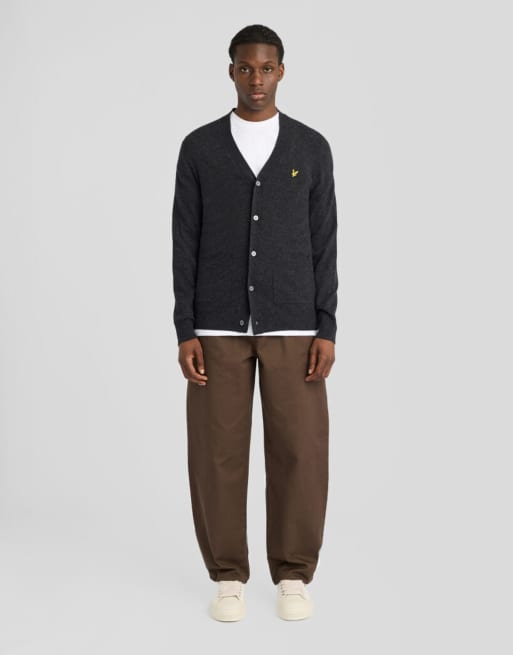 Lyle & Scott Mid knits cardigan col V en mélange de laine d'agneau noir chiné, 2 de 6