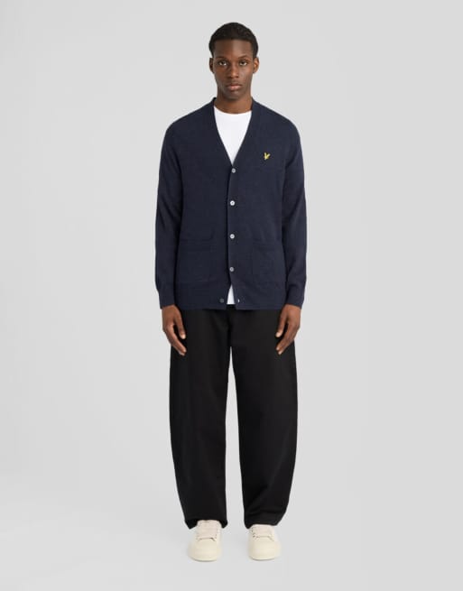 Lyle & Scott Mid knits cardigan met V-hals in donker marine gemêleerd, 2 van 6