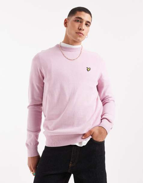 Lyle & Scott Mid knits cotton crew neck jumper in x574 pink light - view 1