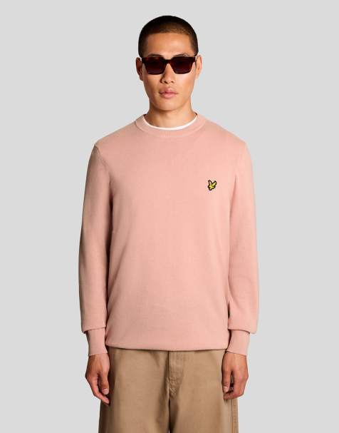 Lyle & Scott Mid knits cotton crew neck jumper in y120 pink grapefruit - view 1