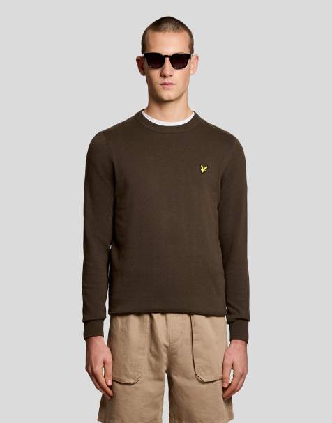 Lyle & Scott Mid knits cotton crew neck jumper in y176 ebony - view 1