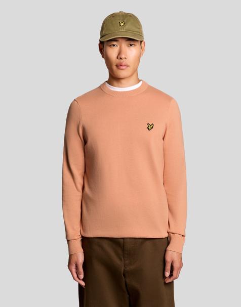 Lyle & Scott Mid knits cotton crew neck jumper in y177 terracotta pot - view 1