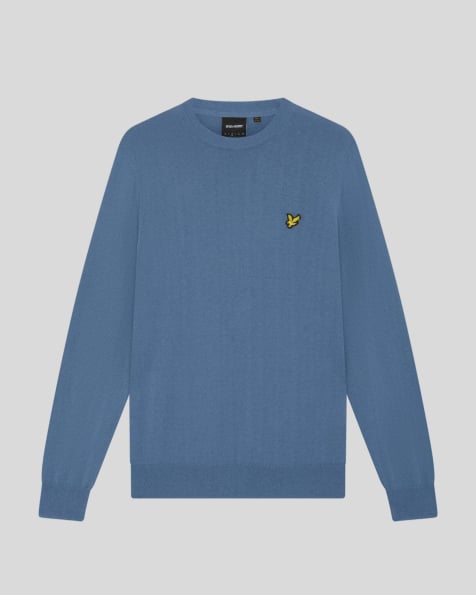 Lyle & Scott Mid knits cotton merino crew neck jumper in x542 power blue - view 1