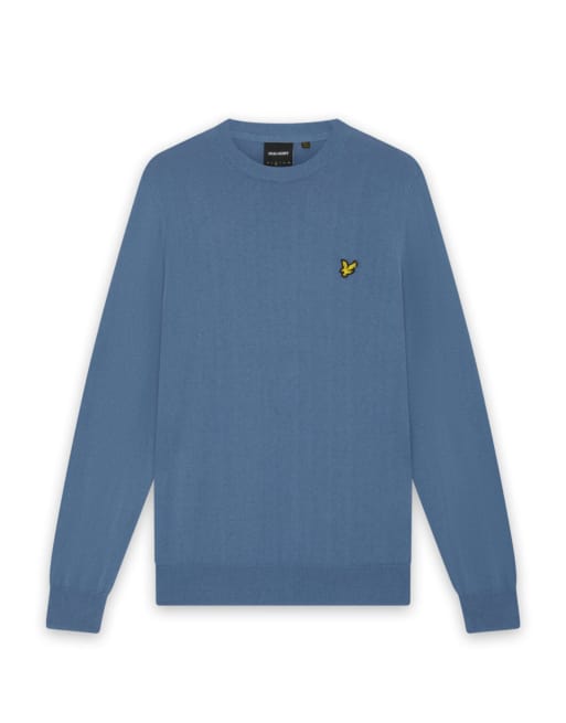 Lyle & Scott Mid knits cotton merino crew neck jumper in x542 power blue, 2 of 2