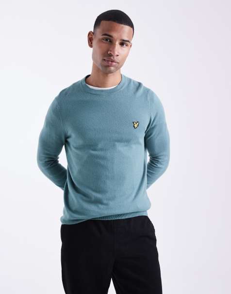 Lyle & Scott Mid knits cotton merino crew neck jumper in x870 agave green - view 1