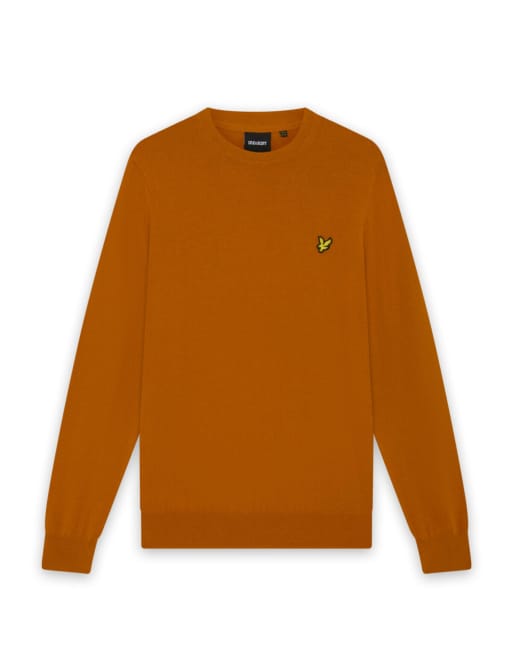 Lyle & Scott Mid knits cotton merino crew neck jumper in y296 broad orange, 2 of 2