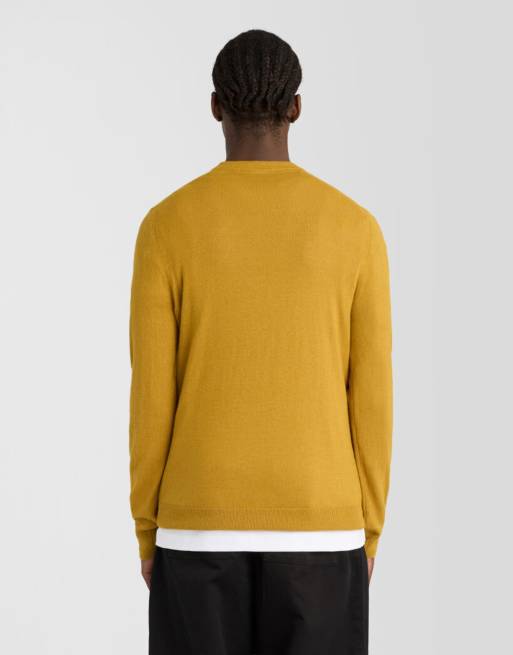 Lyle & Scott Mid knits cotton merino crew neck jumper in y308 bronze, 5 of 7
