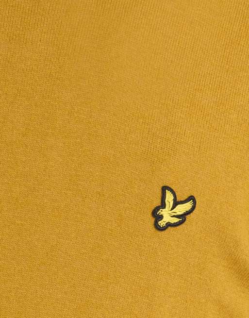 Lyle & Scott Mid knits cotton merino crew neck jumper in y308 bronze, 7 of 7
