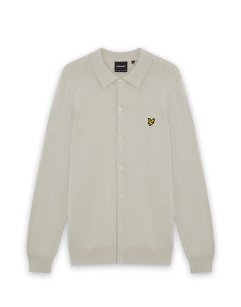 Lyle & Scott Mid knits cotton merino knitted shirt in w870 cove - view 1