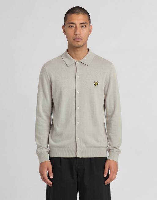 Lyle & Scott Mid knits cotton merino knitted shirt in w870 cove, 2 of 6