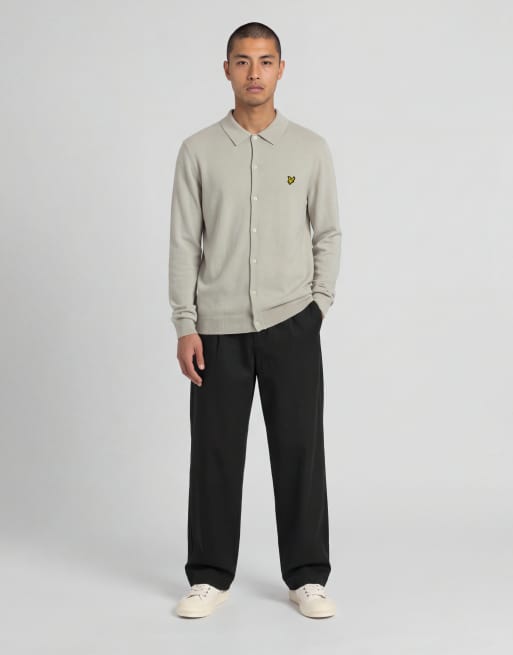 Lyle & Scott Mid knits cotton merino knitted shirt in w870 cove, 3 of 6