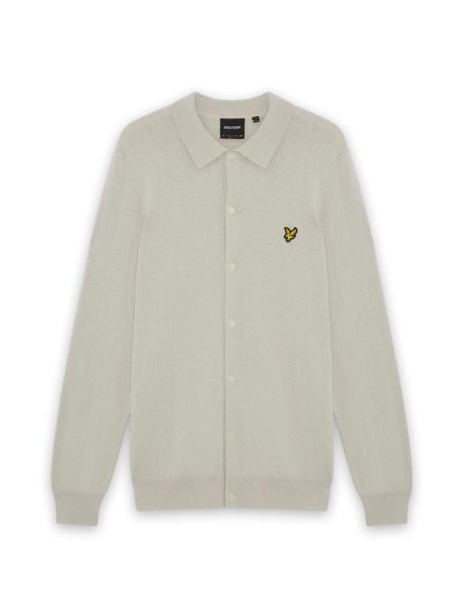 Lyle & Scott Mid knits cotton merino knitted shirt in w870 cove, 6 of 6