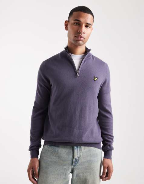 Lyle & Scott Mid knits cotton merino quarter zip jumper in x854 graystone - view 1