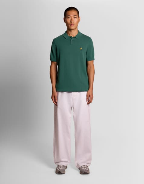 Lyle & Scott Mid knits cotton short sleeve knitted polo in w130 everglade - view 1