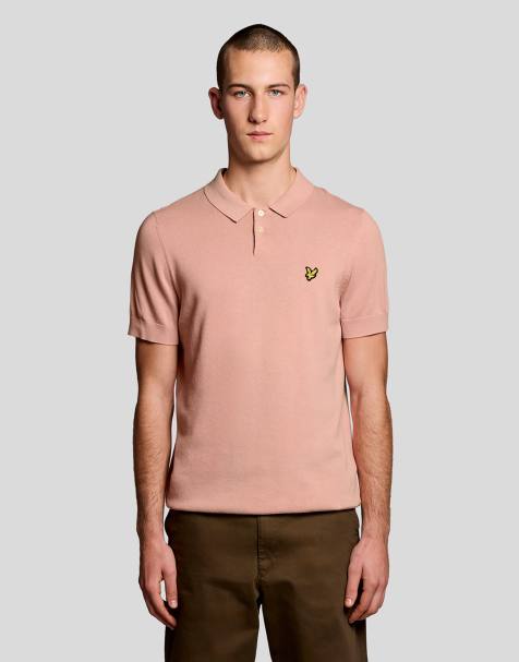 Lyle & Scott Mid knits cotton short sleeve knitted polo in y120 pink grapefruit - view 1