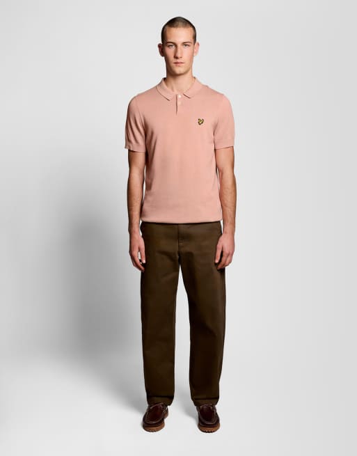 Lyle & Scott Mid knits cotton short sleeve knitted polo in y120 pink grapefruit, 2 of 6