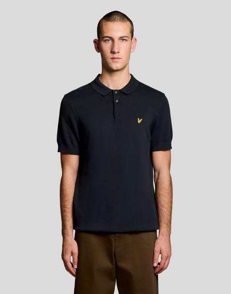 Lyle & Scott Mid knits cotton short sleeve knitted polo in z271 dark navy