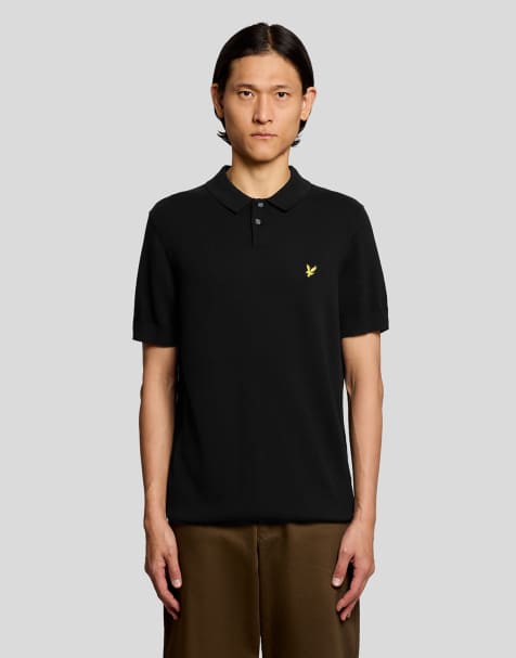Lyle & Scott Mid knits cotton short sleeve knitted polo in z865 jet black - view 1