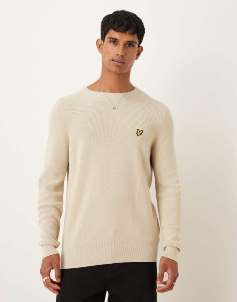 Lyle & Scott Mid knits engineered rib crew neck in x865 grey taupe - view 1