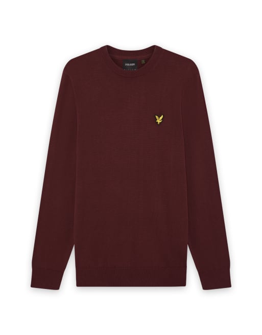 Lyle & Scott Mid knits gebreide trui met ronde hals in bordeauxrood, 6 van 6