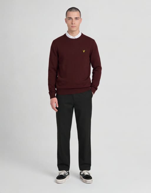 Lyle & Scott Mid knits gestrickter Pullover mit Rundhalsausschnitt in 477 Claret Jug, 3 von 6