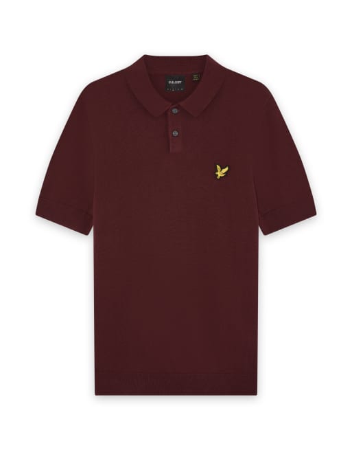 Lyle & Scott Mid Knits gestricktes Polohemd in 477 Claret Jug, 6 von 6