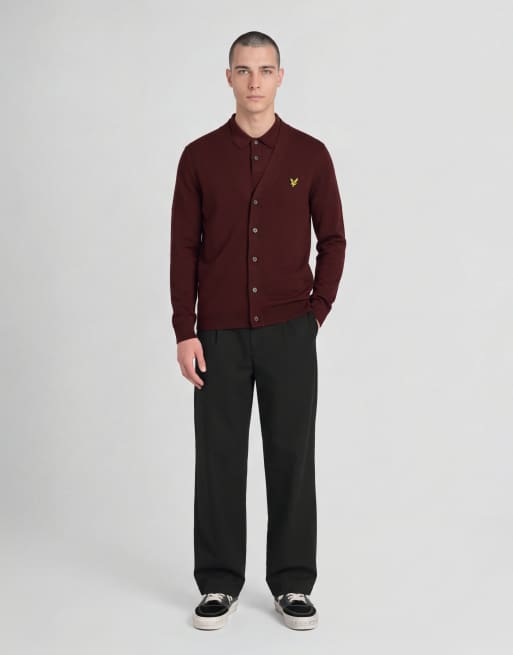 Lyle & Scott Mid knits gilet classique en maille bordeaux, 3 de 6