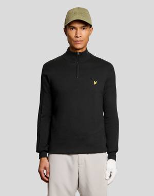 Lyle & Scott Mid knits golf 1874 quarter zip jumper in z865 jet black