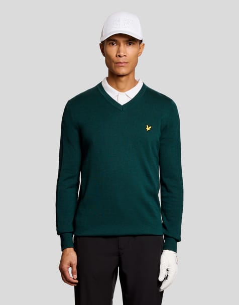 Lyle & Scott Mid knits golf 1874 v neck pullover in y105 mediterranea - view 1