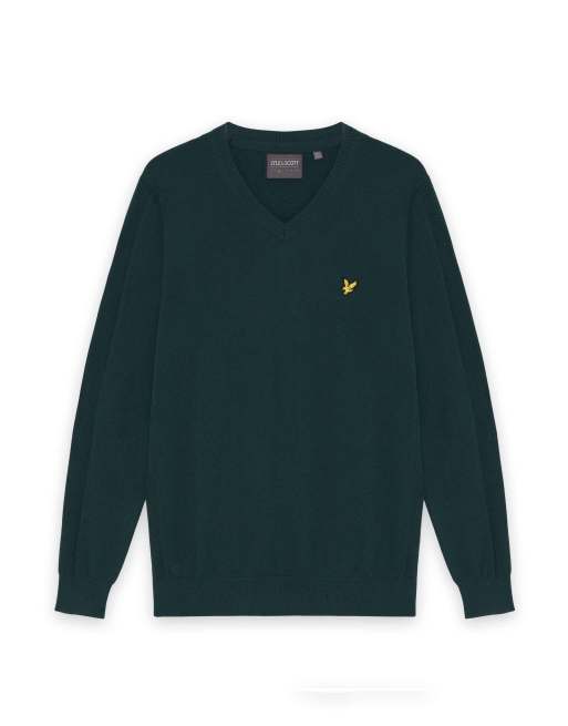 Lyle & Scott Mid knits golf 1874 v neck pullover in y105 mediterranea, 5 of 6