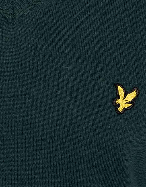 Lyle & Scott Mid knits golf 1874 v neck pullover in y105 mediterranea, 6 of 6